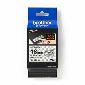 Brother originál páska do tlačiarne štítkov, Brother, TZE-SE4, černý tlač/biely podklad, laminovaná, 8m, 18mm, plombovacia vyobraziť