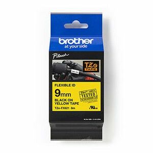Brother originál páska do tlačiarne štítkov, Brother, TZEFX621, černý tlač/žltý podklad, laminovaná, 8m, 9mm, flexibilná vyobraziť