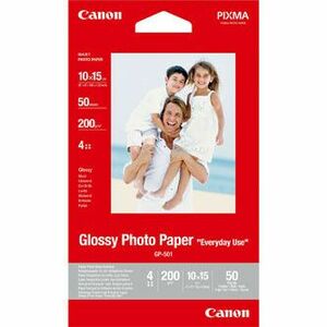 Canon Glossy Photo Paper, GP-501, foto papier, lesklý, GP-501 typ 0775B081, biely, 10x15cm, 4x6", 200 g/m2, 50 ks, inkoustový vyobraziť