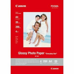 Canon Glossy Photo Paper, GP-501, fotopapier, lesklý, GP-501 typ 0775B082, biely, A4, 210 g/m2, 20 ks, inkoustový vyobraziť