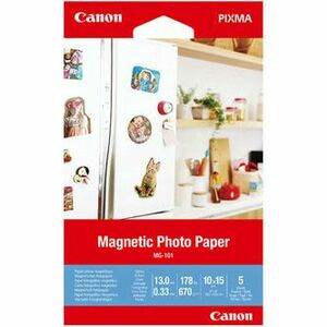 Canon Magnetic Photo Paper, MG-101, foto papier, lesklý, 3634C002, biely, Canon PIXMA, 10x15 cm, 4x6", 670 g/m2, 5 ks, nešpecifikov vyobraziť