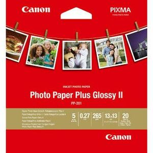 Canon Photo Paper Plus Glossy II, PP-201, foto papier, lesklý, 2311B060, biely, 13x13cm, 5x5", 265 g/m2, 20 ks, inkoustový vyobraziť