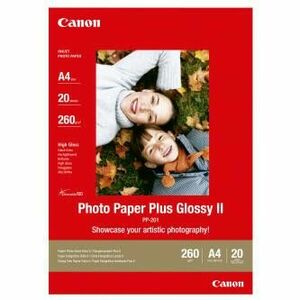 Canon Photo Paper Plus Glossy, PP-201 A4, fotopapier, lesklý, 2311B019, biely, A4, 260 g/m2, 20 ks, inkoustový vyobraziť