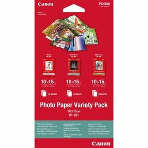 Canon Photo Paper Variety Pack VP-101, VP-101, foto papier, 5x PP201, 5x SG201, 10x GP501 typ lesklý, 0775B078, biely, 10x15cm, 4x vyobraziť