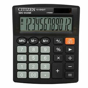 Citizen Kalkulačka SDC812NR, čierna, stolová, dvanásťmiestna, duálne napájanie vyobraziť