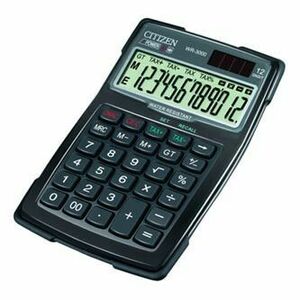 Citizen Kalkulačka WR3000, čierna, stolová s výpočtom DPH, dvanásťmiestna, vodotesná, prachuodolná, automatické vypnutie vyobraziť