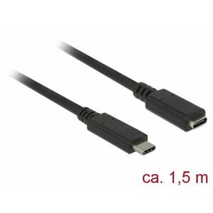 Delock Predlžovací kábel SuperSpeed USB (USB 3.1 Gen 1) USB Type-C™ samec > port samica 3 A 1, 5 m čierny vyobraziť