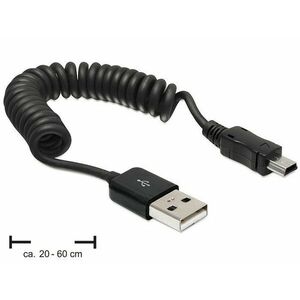 Delock kábel USB 2.0 A samec > USB mini samec, krútený kábel vyobraziť