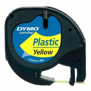 Dymo originál páska do tlačiarne štítkov, Dymo, 59423, S0721620, černý tlač/žltý podklad, 4m, 12mm, LetraTag plastová páska vyobraziť