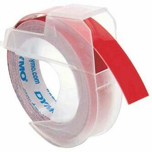 Dymo originál páska do tlačiarne štítkov, Dymo, S0898150, biely tlač/červený podklad, 3m, 9mm, balené po 10 ks, cena za 1 ks, 3D vyobraziť