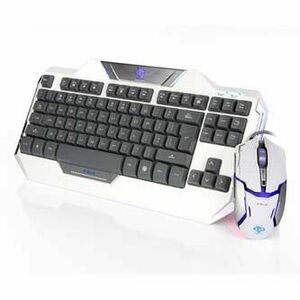E-blue Auroza, sada klávesnica s optickou hráčskou myšou, US, herná, drátová (USB), biela vyobraziť