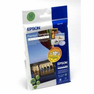 Epson Premium Semigloss Photo Paper, C13S041765, fotopapier, lesklý, biely, 10x15cm, 4x6", 251 g/m2, 50 ks, inkoustový vyobraziť