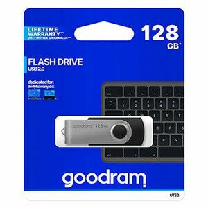 Goodram USB flash disk, USB 2.0, 128GB, UTS2, čierny, UTS2-1280K0R11, USB A, s otočnou krytkou vyobraziť