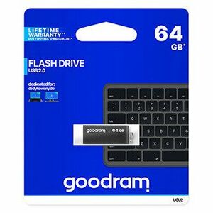 Goodram USB flash disk, USB 2.0, 64GB, UCU2, čierny, UCU2-0640K0R11, USB A, s otočnou krytkou vyobraziť