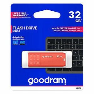 Goodram USB flash disk, USB 3.0, 32GB, UME3, oranžový, UME3-0320O0R11, USB A, s krytkou vyobraziť