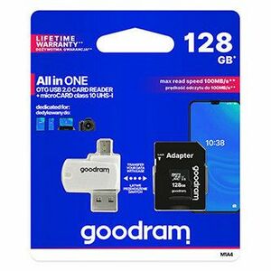 Goodram pamäťová karta Micro Secure Digital Card All-In-ON, 128 GB, multipack, M1A4-1280R12, UHS-I U1 (Class 10), multipack s čítač vyobraziť
