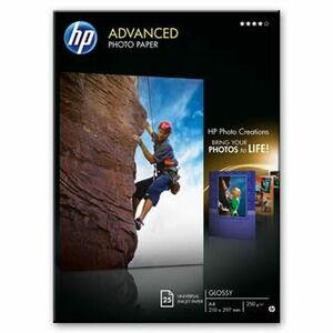 HP Advanced Glossy Photo Paper, Q5456A, fotopapier, lesklý, zdokonalený typ biely, A4, 250 g/m2, 25 ks, inkoustový vyobraziť