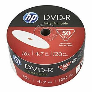 HP DVD-R, Inkjet Printable, DME00070WIP-3, 69302, 4.7GB, 16x, bulk, 50-pack, 12cm, pre archiváciu dať vyobraziť