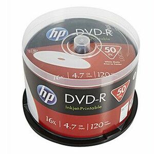 HP DVD-R, Printable, DME00025WIP-3, 4.7GB, 16x, spindle, 50-pack, 12cm, pre archiváciu dať vyobraziť