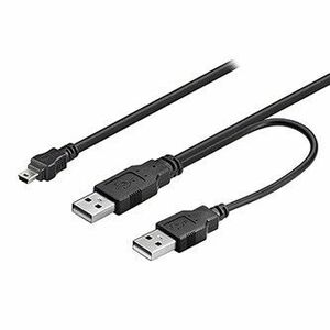 Logo USB kábel (2.0), 2x USB A samec - miniUSB samec, 0.6m, černý, blister, DOPRODEJ vyobraziť