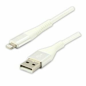 Logo USB kábel (2.0), USB A samec - Apple Lightning samec, 1m, MFi certifikácia, 5V/2, 4A, biely, box, nylonové opletenie, hliníkový vyobraziť