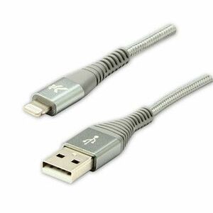 Logo USB kábel (2.0), USB A samec - Apple Lightning samec, 1m, MFi certifikácia, 5V/2, 4A, strieborný, box, nylonové opletenie, hli vyobraziť