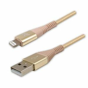 Logo USB kábel (2.0), USB A samec - Apple Lightning samec, 1m, MFi certifikácia, 5V/2, 4A, zlatý, box, nylonové opletenie, hliníkový vyobraziť