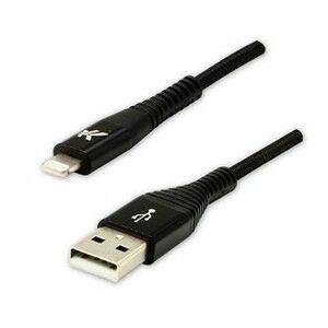 Logo USB kábel (2.0), USB A samec - Apple Lightning samec, 1m, MFi certifikácia, 5V/2, 4A, černý, box, nylonové opletenie, hliníko vyobraziť