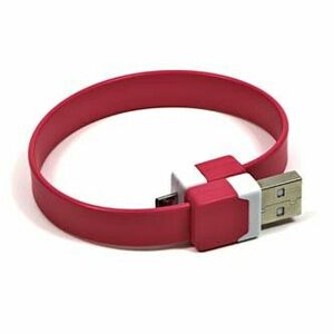 Logo USB kábel (2.0), USB A samec - microUSB samec, 0.25m, ružový, blister, náramok, DOPRADE vyobraziť