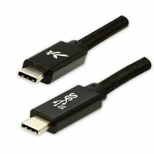 Logo USB kábel (3.2 gen 2), USB C samec - USB C samec, 1m, Power Delivery 100W, 10 Gb/s, 20V/5A, černý, box, nylonové opletenie, vyobraziť