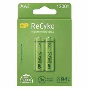 Nabíjacia batéria, AA (HR6), 1.2V, 1300 mAh, GP, papierová krabička, 2-pack, ReCyko vyobraziť