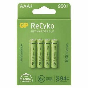 Nabíjacia batéria, AAA (HR03), 1.2V, 950 mAh, GP, papierová krabička, 4-pack, ReCyko vyobraziť