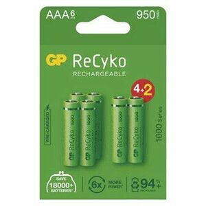 Nabíjacia batéria, AAA (HR03), 1.2V, 950 mAh, GP, papierová krabička, 6-pack, ReCyko vyobraziť