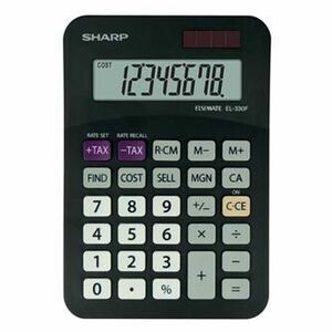 Sharp Kalkulačka EL-330FBBK, čierna, stolová, osemmiestna vyobraziť