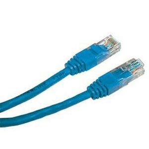 Síťový LAN kábel UTP patchcord, Cat.5e, RJ45 samec - RJ45 samec, 0.25 m, netienený, modrý, economy, DOPREDAJ vyobraziť
