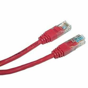 Síťový LAN kábel UTP patchcord, Cat.5e, RJ45 samec - RJ45 samec, 0.25 m, netienený, červený, economy, DOPREDAJ vyobraziť