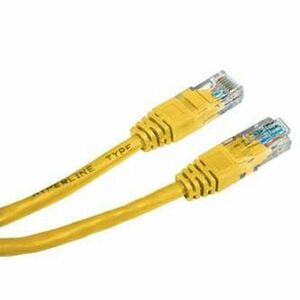 Síťový LAN kábel UTP patchcord, Cat.5e, RJ45 samec - RJ45 samec, 0.25 m, netienený, žltý, economy, DOPREDAJ vyobraziť