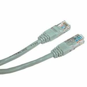 Síťový LAN kábel UTP patchcord, Cat.5e, RJ45 samec - RJ45 samec, 1 m, netienený, CCA, sivý, economy vyobraziť