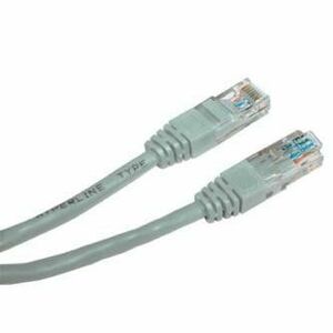 Síťový LAN kábel UTP patchcord, Cat.5e, RJ45 samec - RJ45 samec, 15 m, netienený, šedý, Logo blister vyobraziť