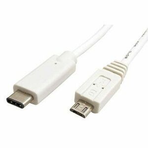 USB kabel (2.0), USB C samec - microUSB samec, 2m, guľatý, biely, plastic bag, DOPRODEJ vyobraziť