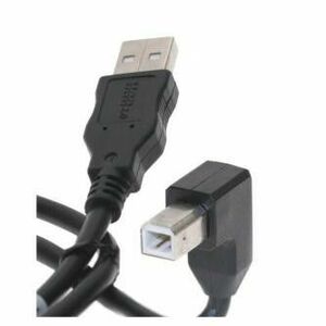 USB kábel (2.0), USB A samec - USB B samec, 2m, lomený 90°, čierny vyobraziť