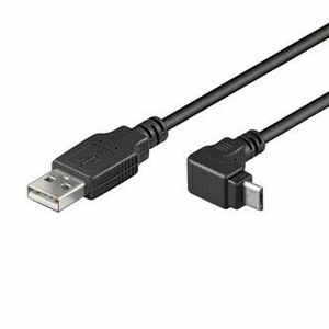 USB kábel (2.0), USB A samec - microUSB samec, 1.8m, lomený 90°, čierny vyobraziť