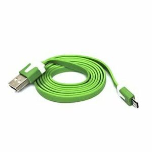 USB kábel (2.0), USB A samec - microUSB samec, 1m, plochý, zelený vyobraziť