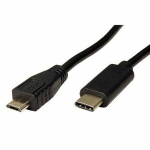 USB kábel (2.0), USB C samec - microUSB samec, 0.2m, guľatý, čierny, plastic bag vyobraziť