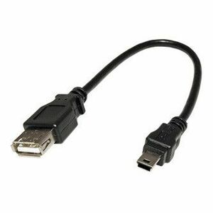 USB kábel (2.0), miniUSB samec - USB A samica, 0.2m, čierny vyobraziť