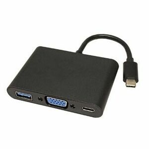 USB/Video prevodník + HUB, DP Alt Mode, USB C samec - VGA (D-sub) samica + USB C samica (PD) + USB A sam, čierny, plastic bag 2560 vyobraziť