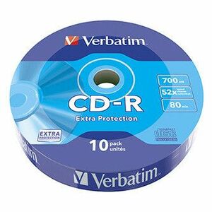 Verbatim CD-R, 43725, Extra Protection, 10-pack, 700MB, 52x, 80min., 12cm, bez možnosti potlače, wrap, pre archiváciu dať vyobraziť
