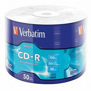 Verbatim CD-R, 43787, Extra Protection, 50-pack, 700MB, 52x, 80min., 12cm, bez možnosti potlače, wrap, pre archiváciu dať vyobraziť