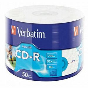 Verbatim CD-R, 43794, Inkjet Printable, 50-pack, 700MB, 50x, 80min., 12cm, wrap, pre archiváciu dať vyobraziť