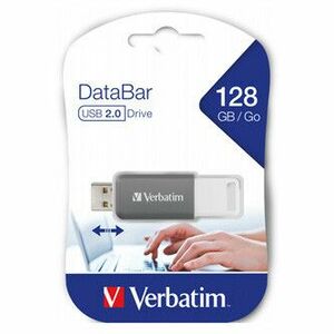 Verbatim USB flash disk, USB 2.0, 128GB, DataBar, šedý, 49456, pre archiváciu dať vyobraziť